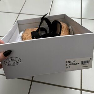 Steve Madden Breathe Black Suede Wedge Sandals/Platform Sandals